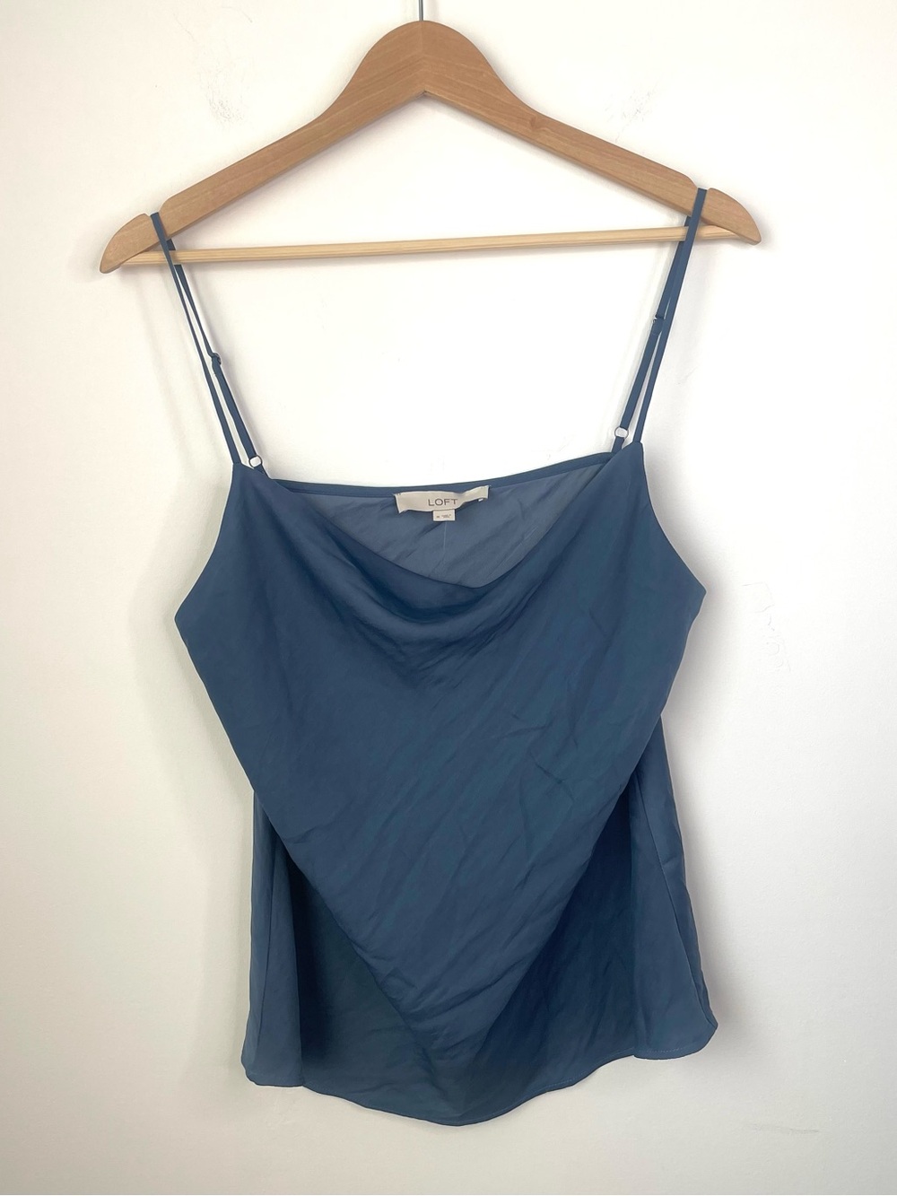 LOFT Slate Blue Cowl Neck Satin Camisole size medium